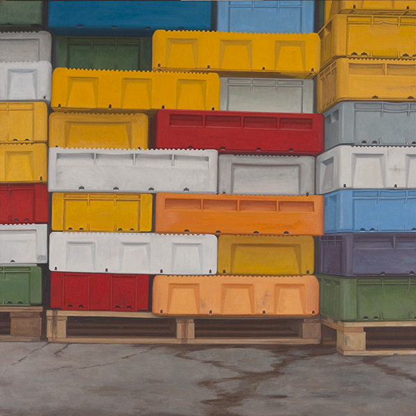 383. »Fischkisten«, 2011, 120 x 120 cm, Acryl auf Leinwand - (c) Nawrath